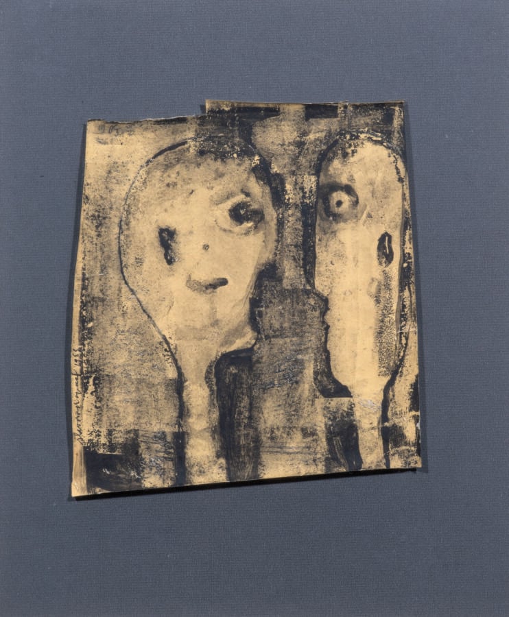 Slavko KOPA (1913-1995) - Face à face, 1963 - Gouache sur papier, contrecollé s…