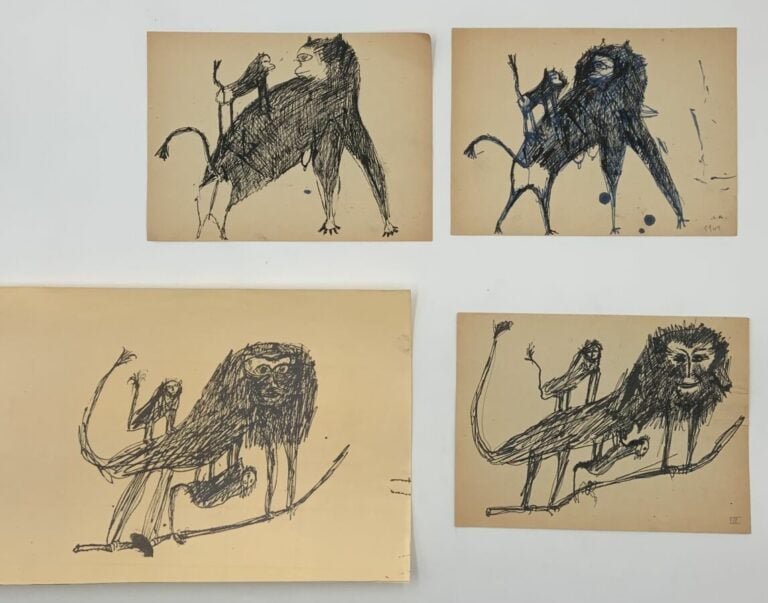 Slavko KOPA (1913-1995) - Famille de singes, 1949 - Ensembles de 3 encres noire…