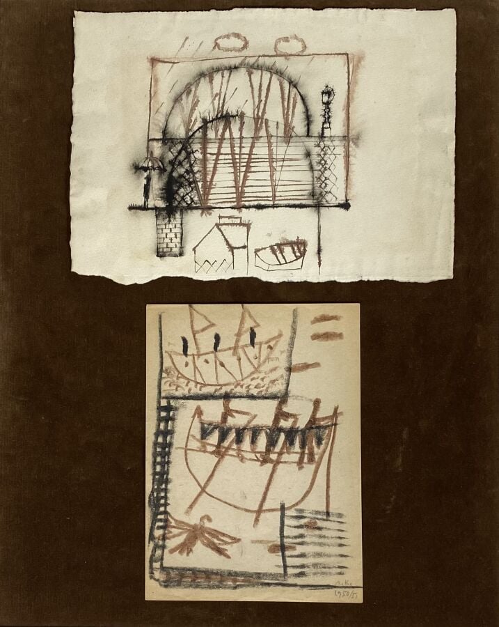 Slavko KOPA (1913-1995) - Gondoles, 1949-1951 - Crayon gras sur papier, monogra…