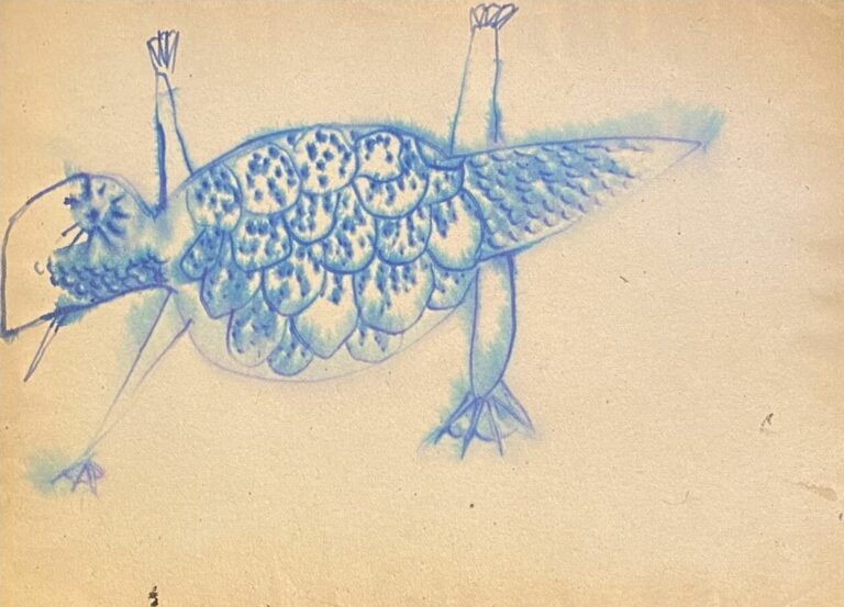 Slavko KOPA (1913-1995) - La tortue, 1949 - Encre bleue sur papier, cachet du m…