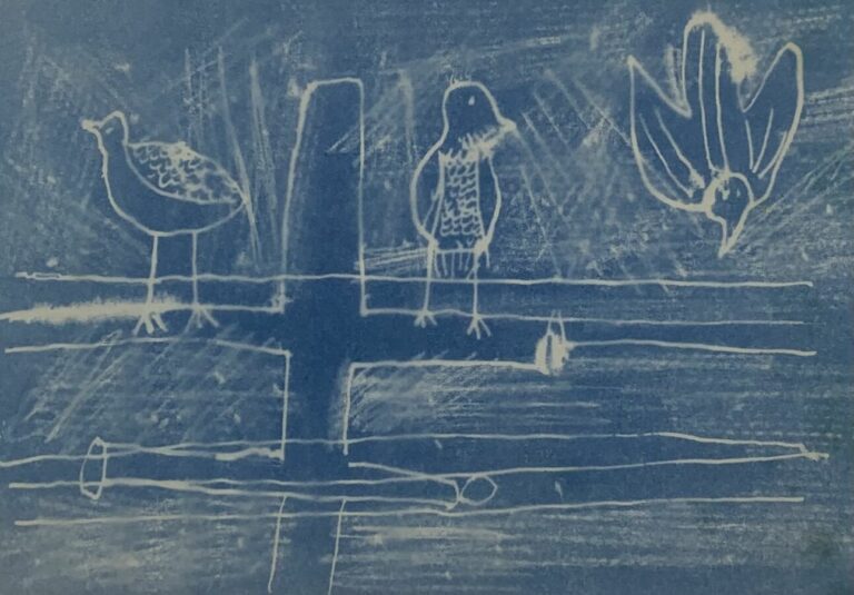 Slavko KOPA (1913-1995) - Les oiseaux, 1949 - Encre sur papier, monogramme en b…