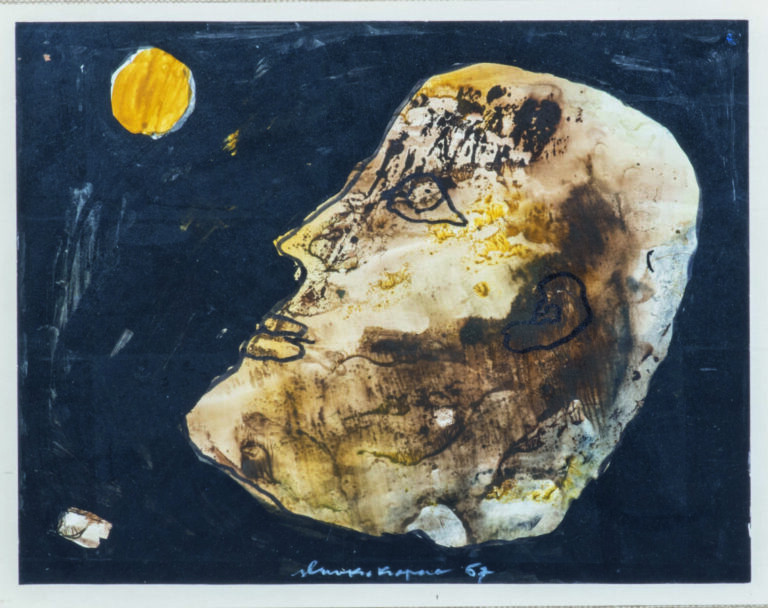 Slavko KOPA (1913-1995) - L'homme et la lune, 1967 - Gouache sur papier, signée…