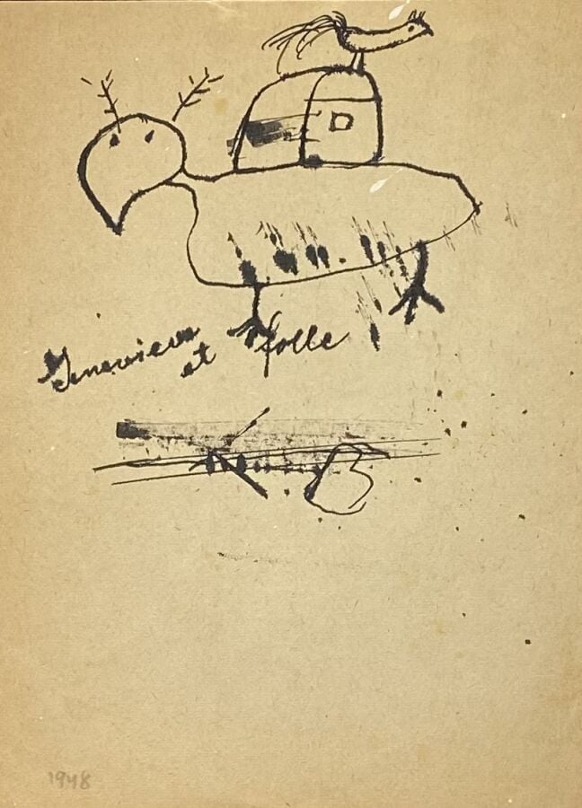 Slavko KOPA (1913-1995) - Oiseaux fantastiques, 1948 - Encre sur papier, datée…