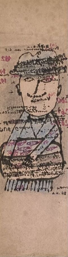 Slavko KOPA (1913-1995) - Pêcheurs, 1948 - Encre sur papier buvard rose, monogr…