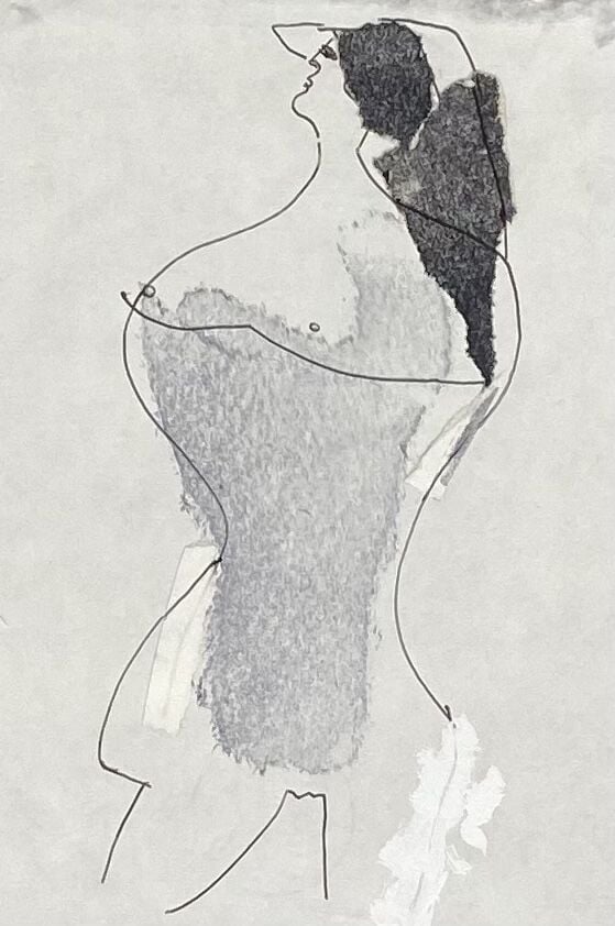 Slavko KOPA (1913-1995) - Personnage - Encre sur papier cartonné découpé, cache…