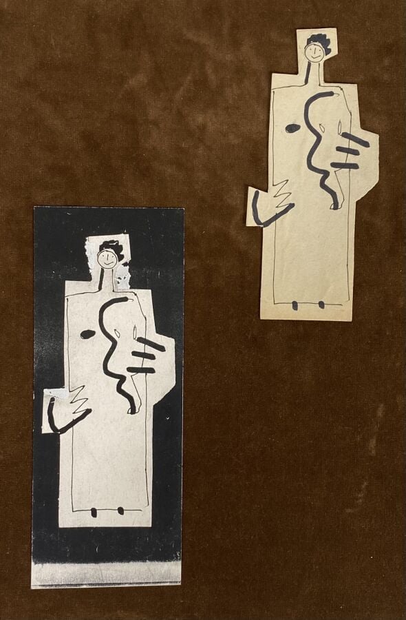 Slavko KOPA (1913-1995) - Personnage - Encre sur papier cartonné découpé, cache…