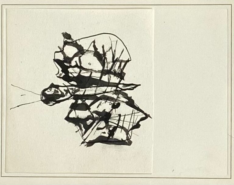 Slavko KOPA (1913-1995) - Personnage - Encre sur papier cartonné découpé, cache…