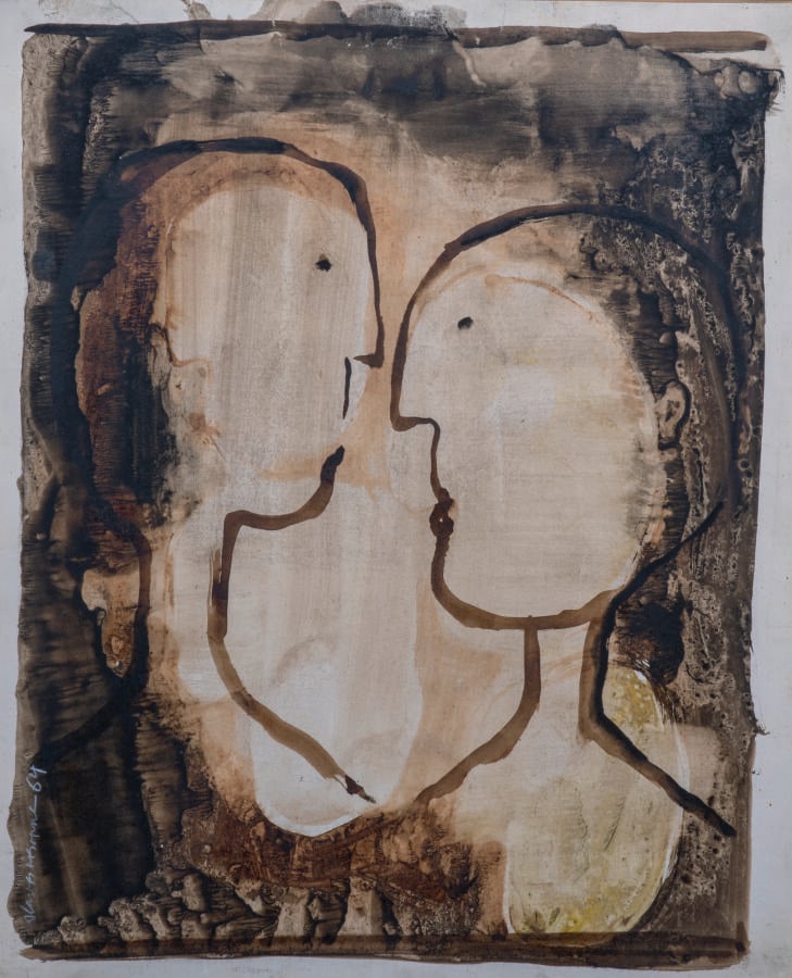 Slavko KOPA (1913-1995) - Profils de femme, 1964 - Gouache sur papier marouflé…