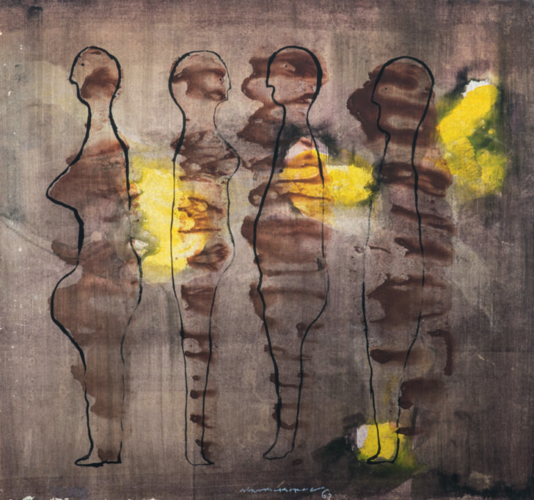 Slavko KOPA (1913-1995) - Quatre personnages, 1963 - Gouache sur papier maroufl…