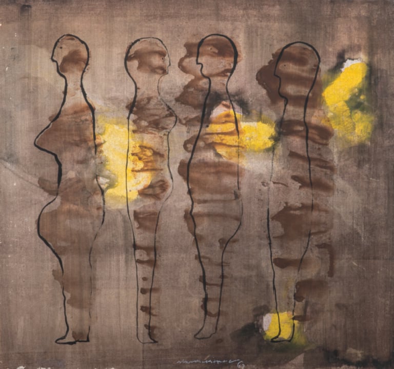 Slavko KOPA (1913-1995) - Quatre personnages, 1963 - Gouache sur papier maroufl…