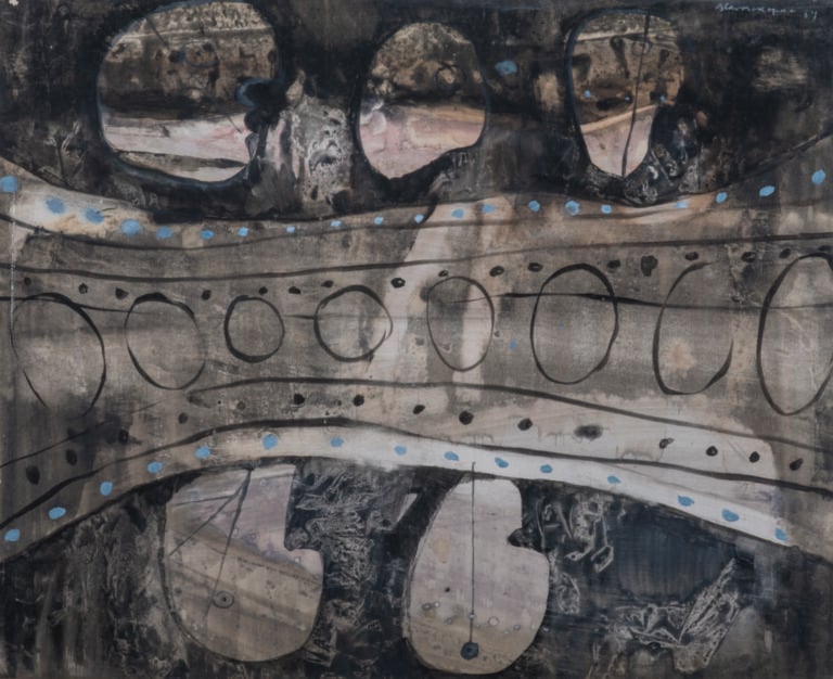 Slavko KOPA (1913-1995) - Route, 1969 - Gouache sur papier marouflé sur toile,…