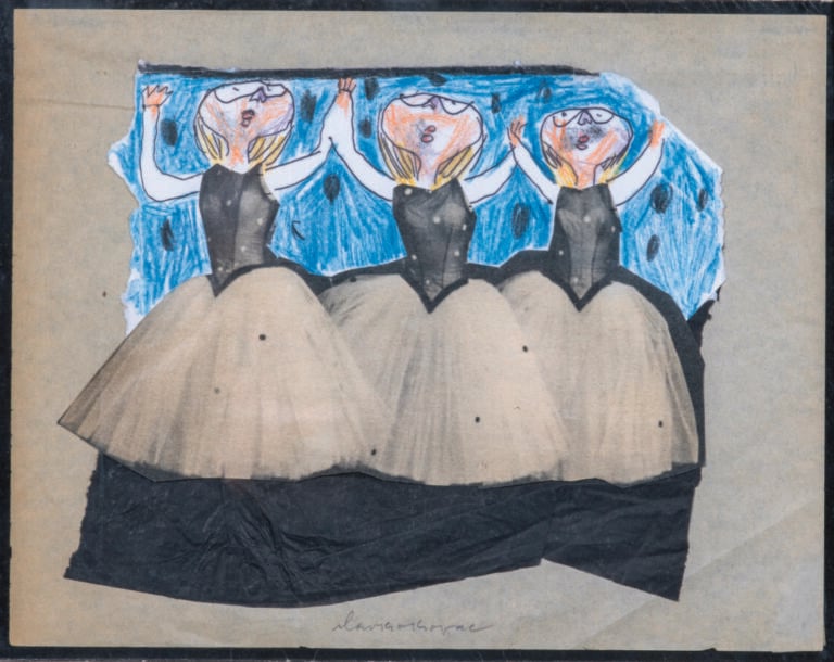 Slavko KOPA (1913-1995) - Trois danseuses - Collage et technique mixte sur papi…