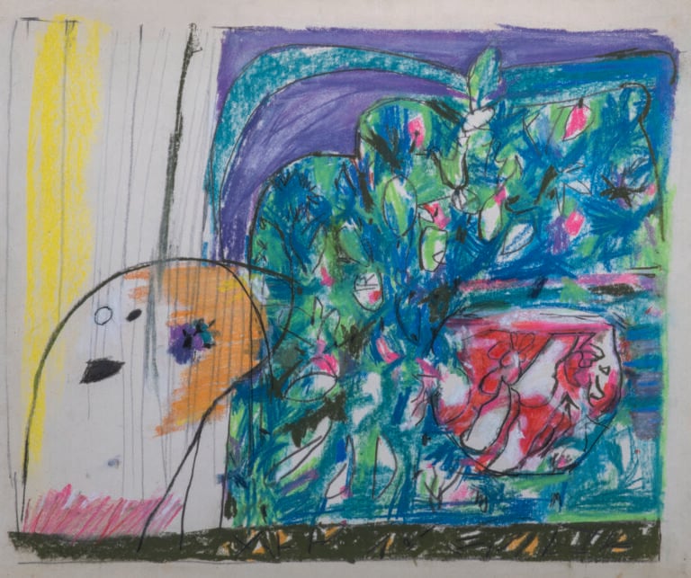 Slavko KOPA (1913-1995) - Vase de fleurs, 1972 - Crayon de couleurs sur papier…