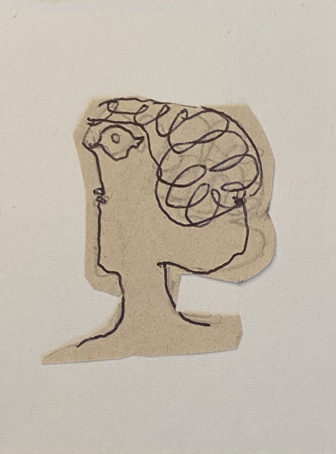 Slavko KOPA (1913-1995) - Visage de profil - Encre sur papier imprimé, cachet d…