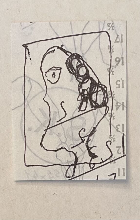 Slavko KOPA (1913-1995) - Visage de profil - Encre sur papier imprimé, cachet d…