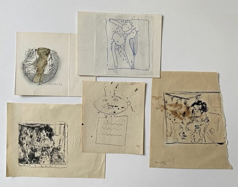 Slavko KOPAC (1913-1955) - 3 personnages, circa 1977 - Encre sur papier, cachet…