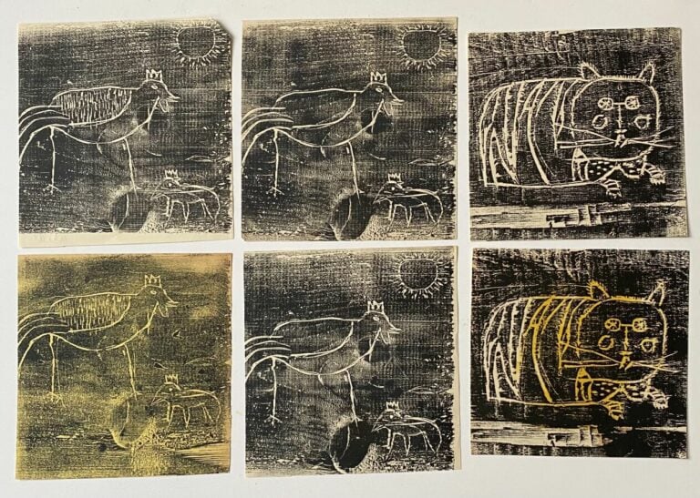 Slavko KOPAC (1913-1955) - Chat (3) ; oIseaux (4) - Lot d'estampes (7) avec cac…