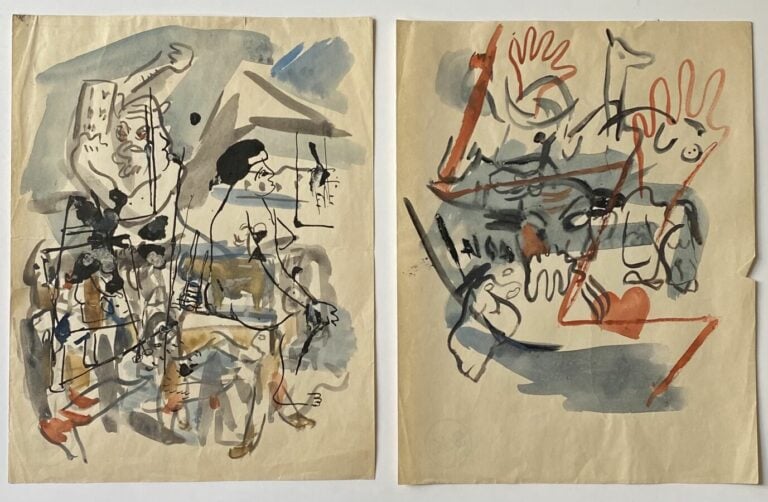 Slavko KOPAC (1913-1955) - Composition aux personnages - Aquarelle et encre sur…