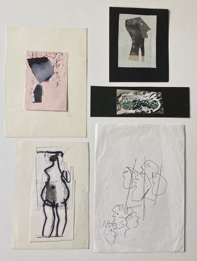 Slavko KOPAC (1913-1955)` - Composition - Technique mixte sur papier, cachet du…