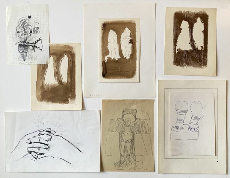 Slavko KOPAC (1913-1955) - Couple - Crayon et lavis sur papier, signé en bas ve…