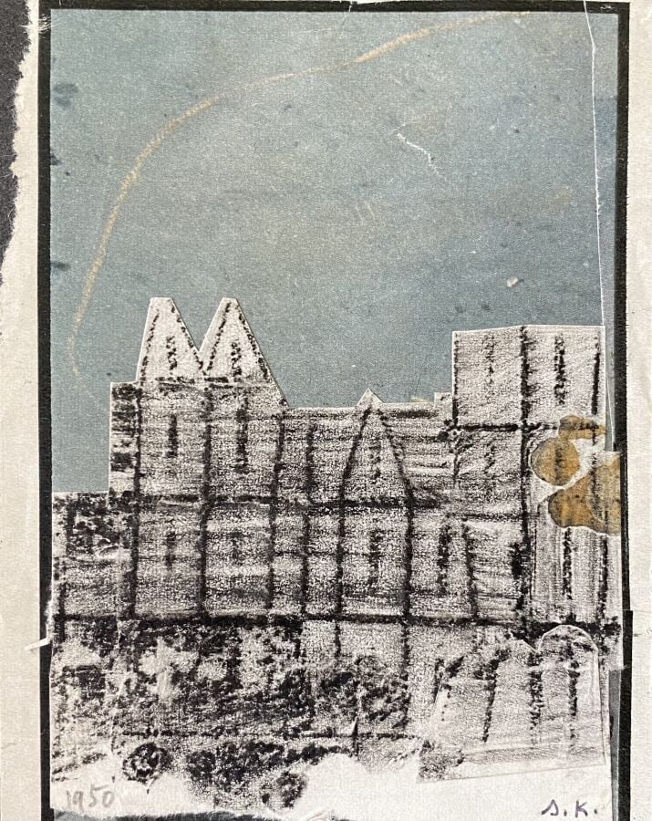 Slavko KOPAC (1913-1955) - La cathédrale, 1950 - Collage sur papier, monogrammé…