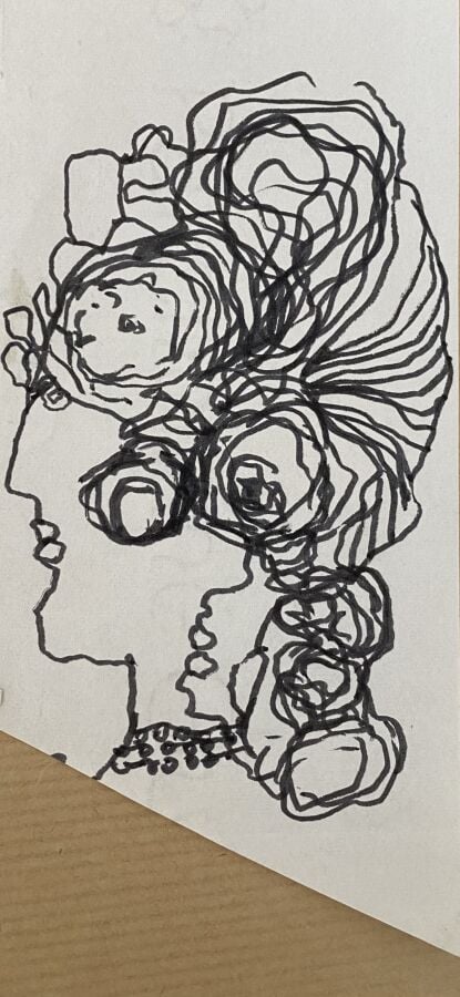 Slavko KOPAC (1913-1955) - La loge - Crayon et encre sur papier, pliure médiane…
