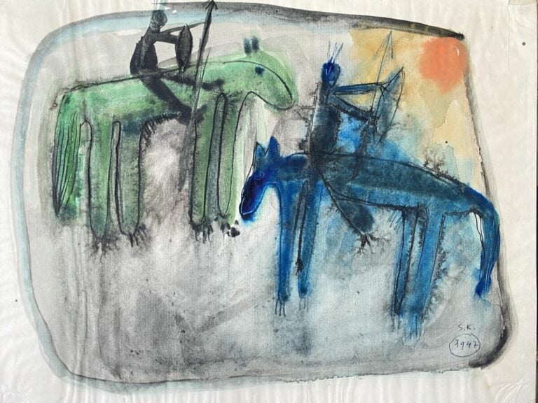 Slavko KOPAC (1913-1955) - Les indiens, 1947-1948 - Aquarelle et encre sur papi…