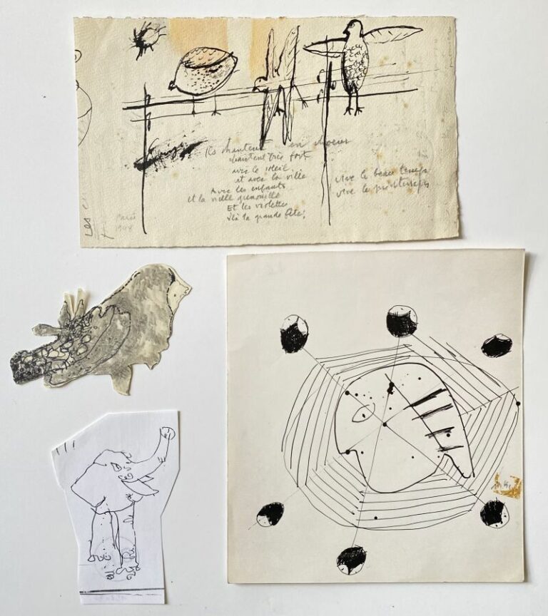 Slavko KOPAC (1913-1955) - Oiseau - Technique mixte sur papier découpé, cachet…