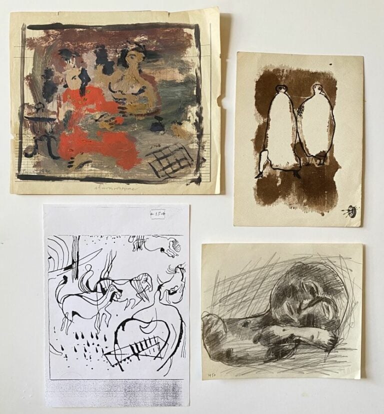 Slavko KOPAC (1913-1955) - Personnage endormi, 1950 - Crayon sur papier, daté a…