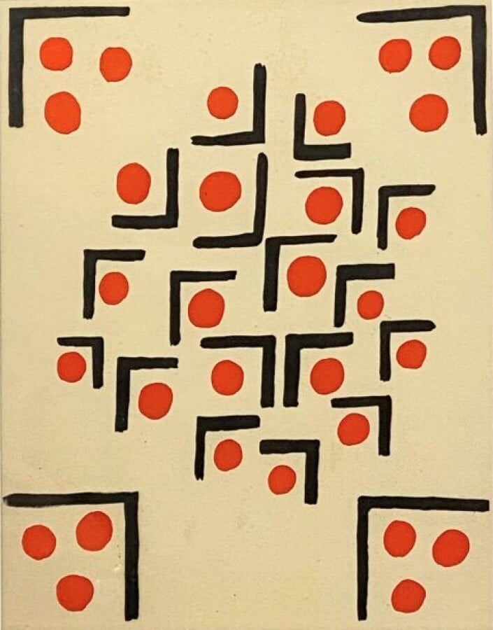 Sonia DELAUNAY (1885-1979) - Composition, aux points rouges, 1930 - Pochoir en…