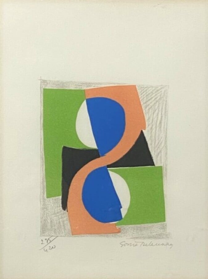 Sonia DELAUNAY (1885-1979) - Compositions, - Deux lithographies en couleurs, un…