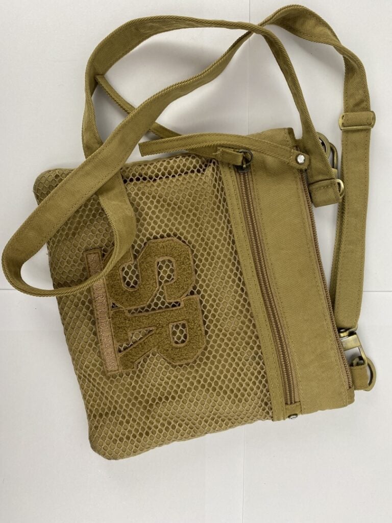SONIA RYKIEL - Petite sacoche en tissu doré bandoulière réglable une poche zipp…