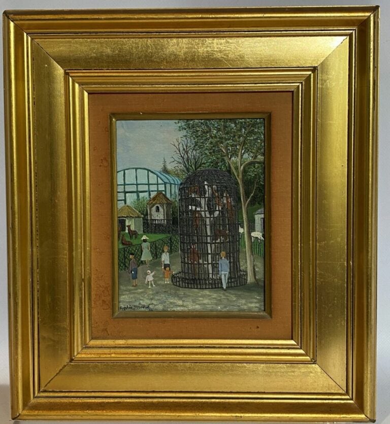 Sophie STROUVE (1922) - Visite au zoo - Huile sur toile, signée et datée "61" e…