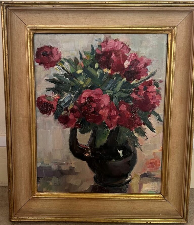 Sr PEETERS - Vase de fleurs - Huile sur toile - 42 x 33 cm