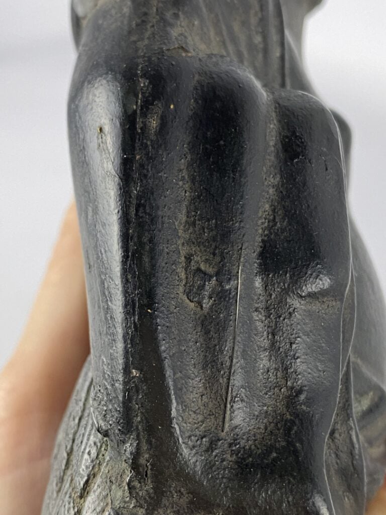 Statuette de bouddha en bronze à patine verte - Chine, dans le style Ming - Rep…