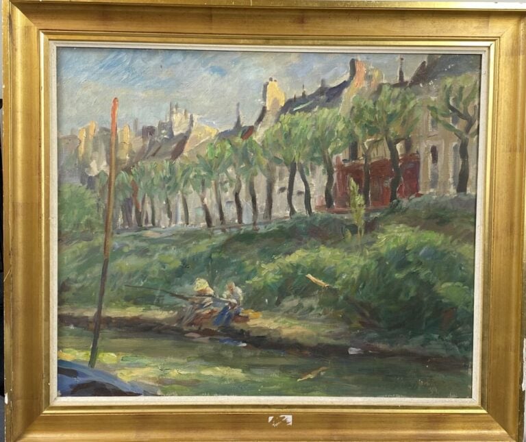 Stella BRUNI - "Paysage" - Huile sur toile, signé en bas à droite - 54 x 65.5 c…