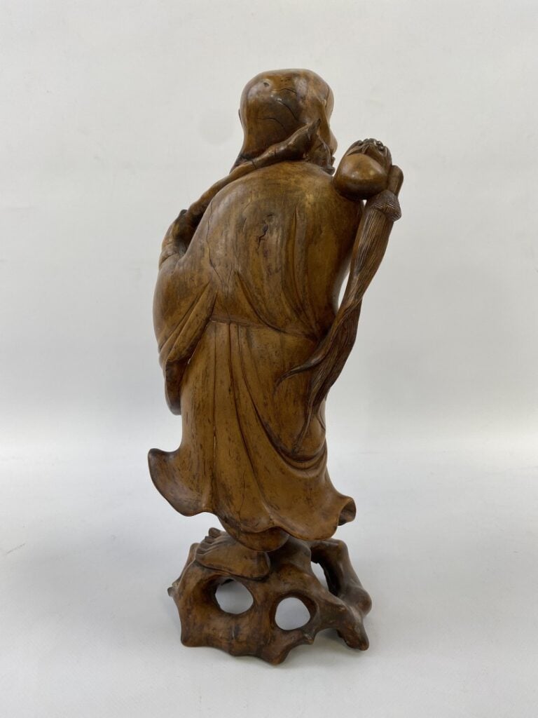 SUJET EN BUIS SCULPTE A L'EFFIGIE DE LI TIEGUAI - Chine, 1900-1920 - (fêles, ac…