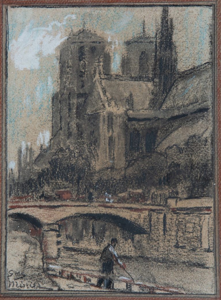 Suzanne MINIER (née en 1884). - Notre-Dame de Paris - Pastel sur papier, signé…