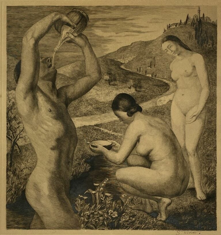 Suzanne TOURTE (1904-1979) - La source - Eau-forte, signée en bas à droite - Di…