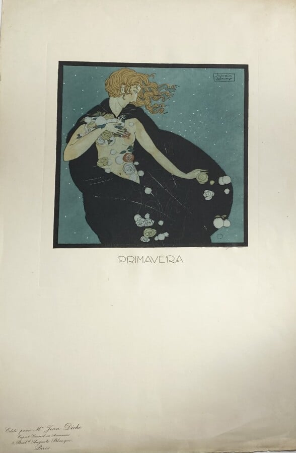 Sylvain SAUVAGE (1888-1948) - Primavera, 1920 - Gravure en couleurs rehaussée,…