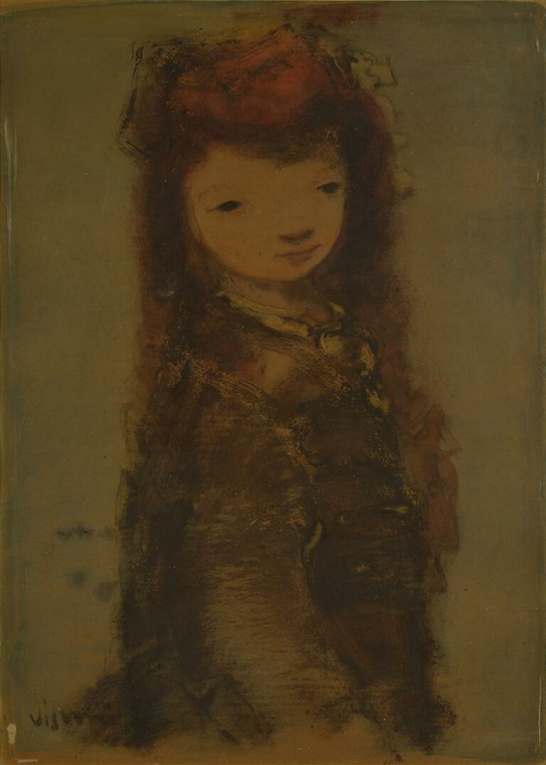 Sylvain VIGNY (1903-1970). - Portrait de jeune fille - Aquarelle sur papier, si…