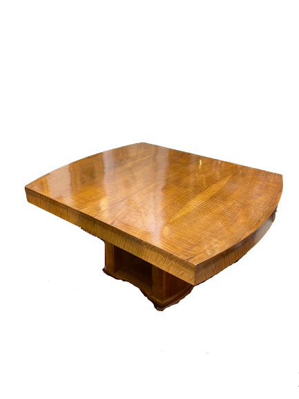 Table en bois de placage à plateau ovale reposant sur un pied central - Style A…