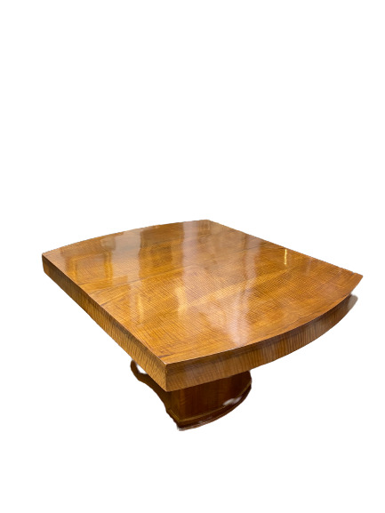 Table en bois de placage à plateau ovale reposant sur un pied central - Style A…