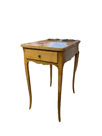 Table rafraichissoir en bois naturel, ouvrant par un tiroir en ceinture, platea…