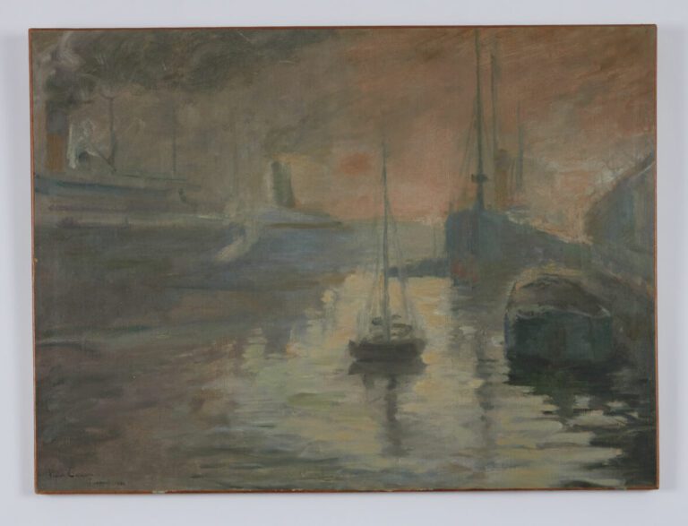 TARDIEU Victor (1870-1937) - "Bateaux au port" - Huile sur toile, signé en bas…