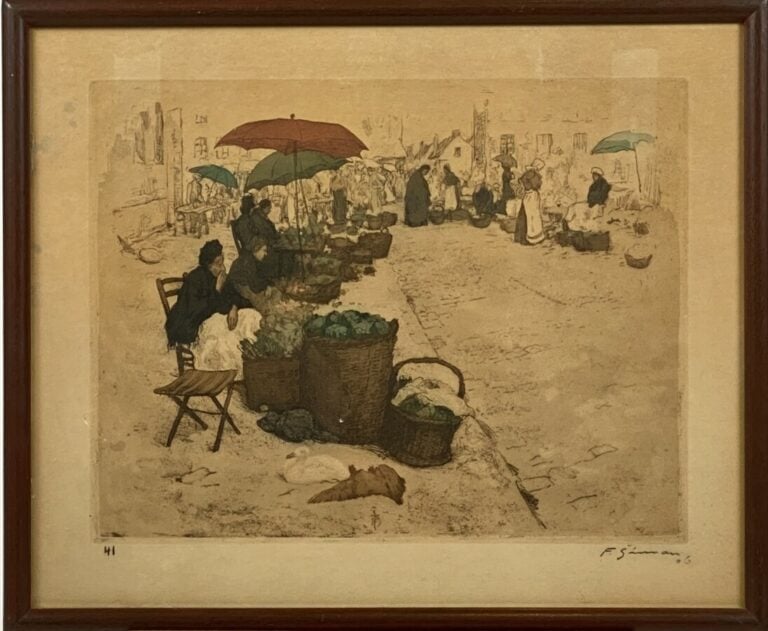 Tavik Frantisek SIMON ( 1877-1942) - Les bouquiniste à paris ; le marché en Bre…