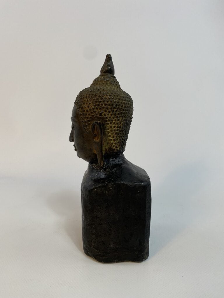 TETE DE BOUDDHA EN BRONZE - Thaïlande, XVIIe siècle - Tête de bouddha en bronze…