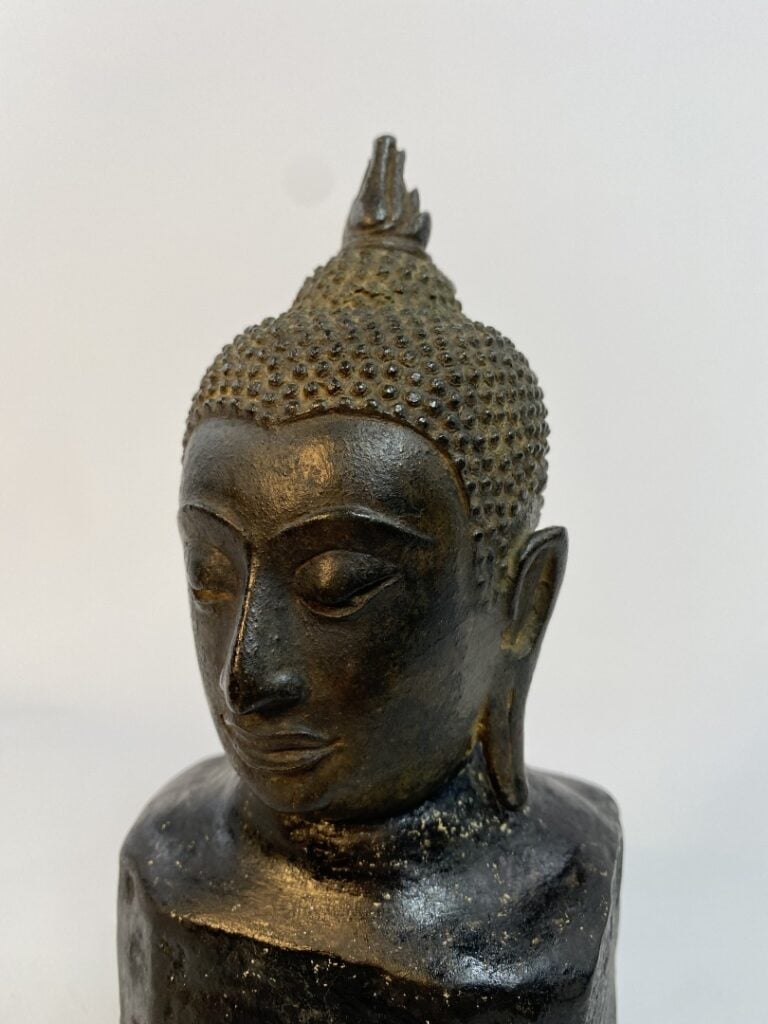 TETE DE BOUDDHA EN BRONZE - Thaïlande, XVIIe siècle - Tête de bouddha en bronze…