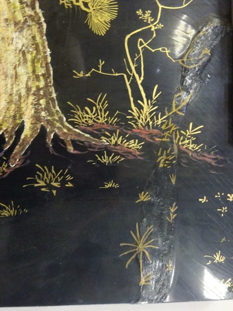 THANH LAP (?) - Vietnam - Les biches au clair de lune - Panneau de bois laqué -…