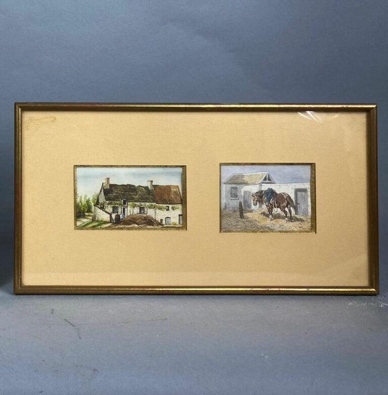 Théodore FORT - Cheval - Aquarelle - Signée au milieu à gauche - On joint trois…